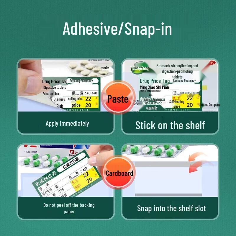 Shofine 60x40mm Green Pharmacy Label Tape 10-Pack