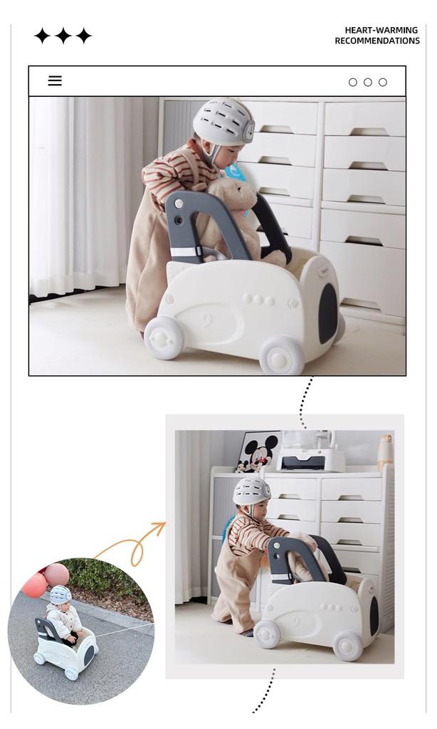 Gorocking Lace Wagon Toy Box Push Cart Baby Kids Wagon (White + Black)