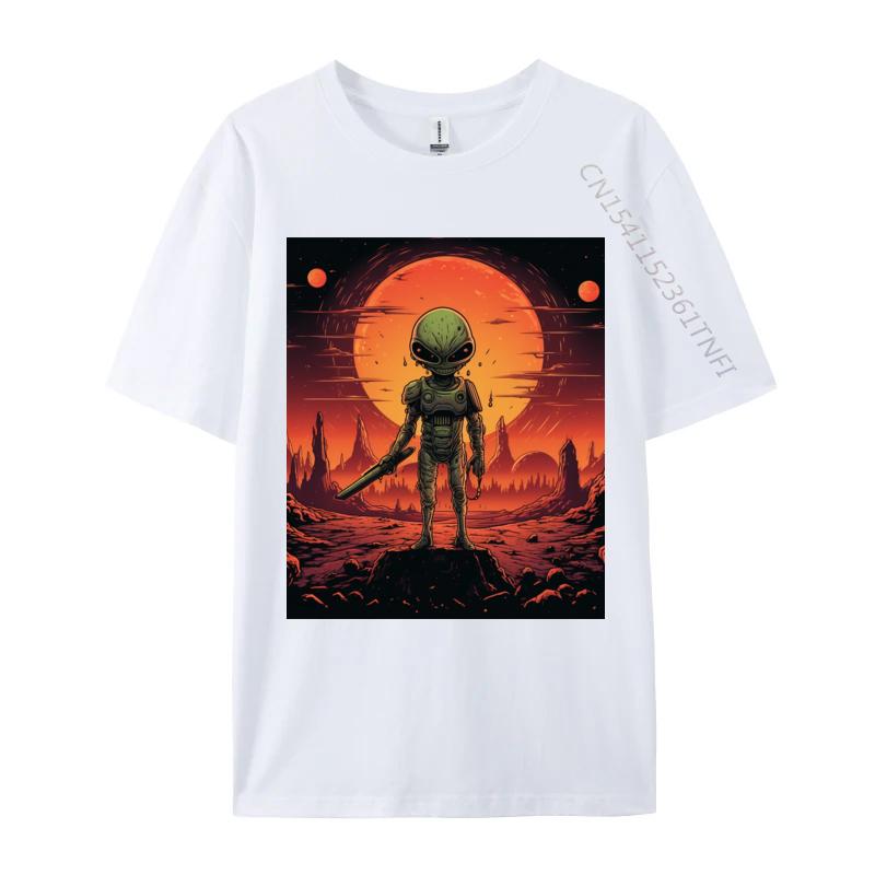 Printing Tops Tees Alien In Armor Tshirts 100 Cotton Fabric Student T Shirt Casual Tops Tees Clothing