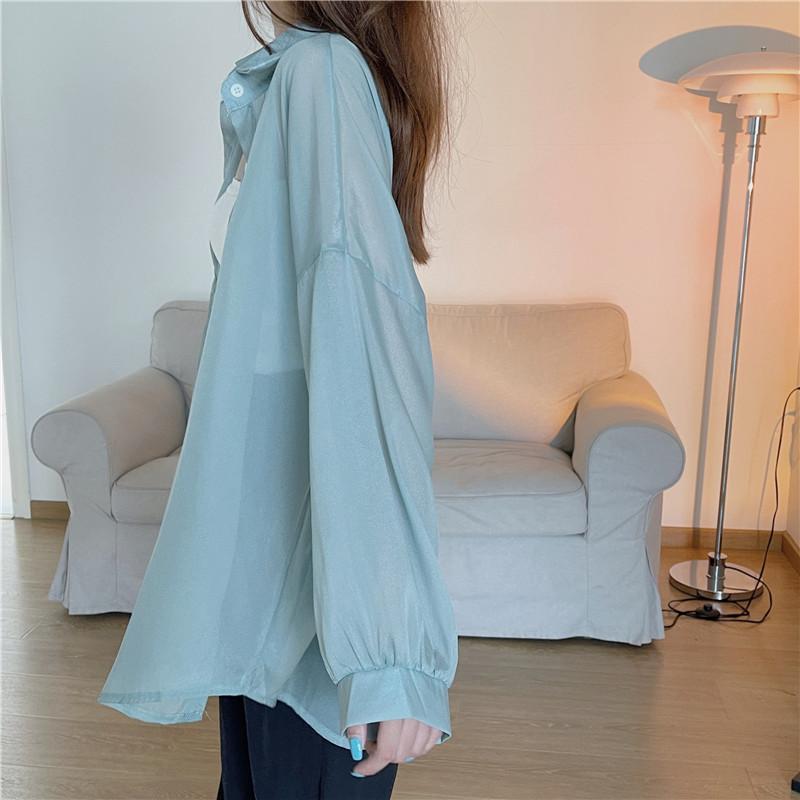 GMXIA Damen Sommer Sonnenbekleidung Hemd Dünne Durchsichtige Chiffon Jacke Tops