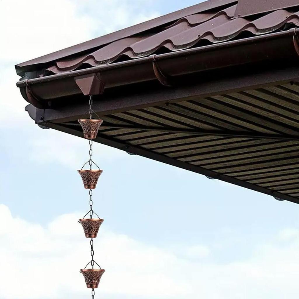 Rain Chains For Outside 9FT Decorative Downspout Drain Extension 12 Cups Water Chains For Gutters For House Garden Outdoor