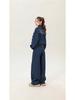 Patchwork Embroidery Denim Jacket and Wide-Leg Pants Set for Men & Women - Autumn Fashion, Retro College Style