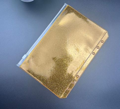 A6 Bunte Flache Glitzer-Ordnerhüllen Ordner Reißverschluss-Mappen Für 6-Ring-Notizbuchordner Wasserdichte PVC Blatt Dokumentenablage Tasche