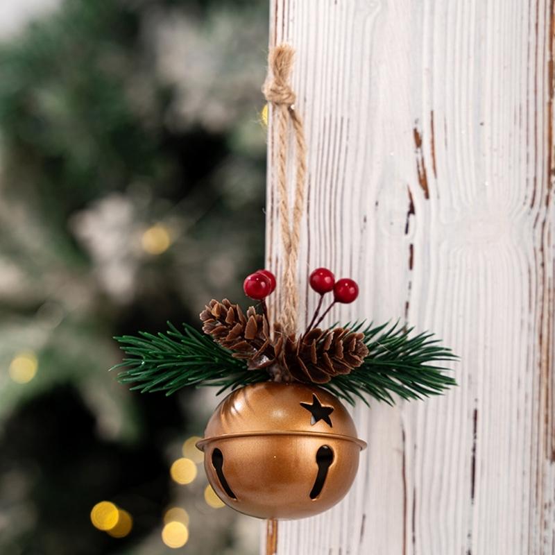5PCS Metal Bells Hanging Decorations for Christmas Tree Door Window Indoor and Outdoor Holiday Ornaments