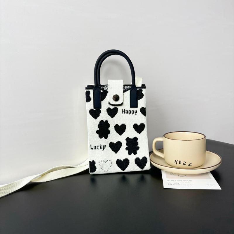 Mobile phone bag flower knitted bag niche versatile shoulder messenger bag trendy tote bag flower knitting