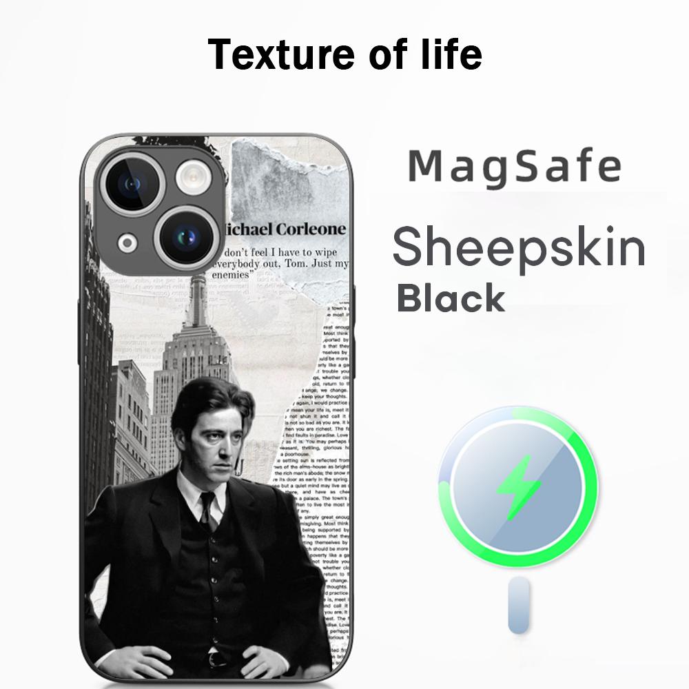 The Godfather Classic Movie Poster Phone Case For iPhone 17 16 15 14 13 12 Plus Pro Max  High-end Luxury Magsafe Sheepskin