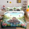 Hippos Butterflies Lotus Flowers Print Bedding Set 1 Duvet Cover 2 Pillowcases For Adult And Children Luxury Gift Full Size