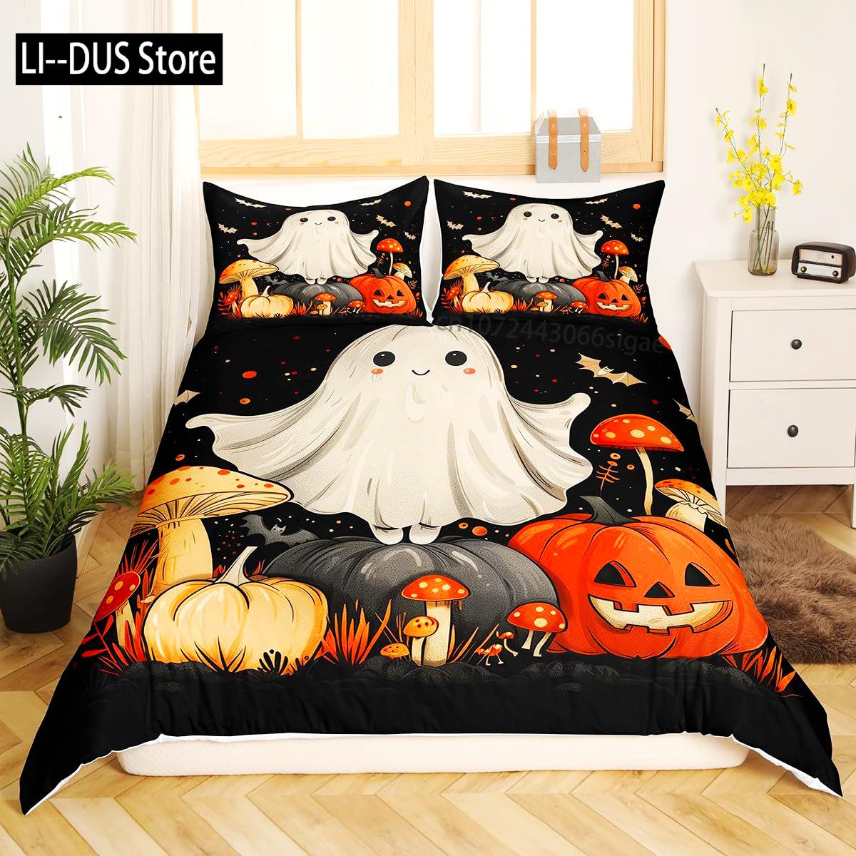 

Comforter Pastel Pumpkin Bedding - Spooky Pastel Halloween By Patricia_Lima - Spooky Ghosts Cotton Sateen Or Pillow Shams By S Comforter (quilt)-EU Single(135*200cm)3pcs