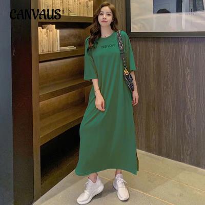 Abito T-shirt Estivo a Maniche Corte Taglie Forti da Donna Largo Lungo Casual Abito Lungo
