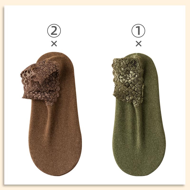 6pcs=3 Pairs Autumn Winter Women Soft Velvet Lace Socks Thick Silk Socks Non-Slip Bottom Solid Fashion Lace Breathable Sock