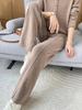 Women's High-Waisted Wide-Leg Knit Pants - Warm, Thick, Casual Floor-Length with Drawstring