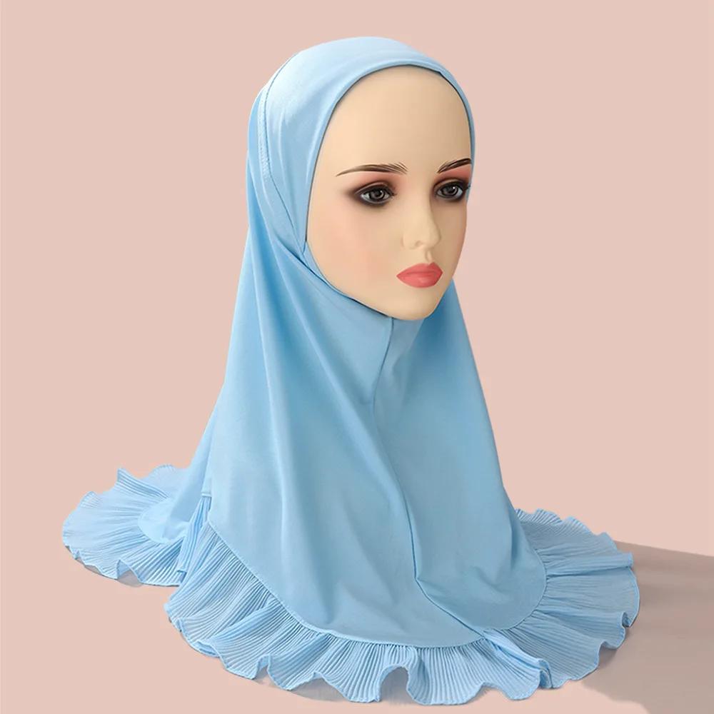 Muslim Women One Piece Amira Hijab Middle Eastern Turban Ruffles Headscarf Ethnic Pullover Headscarf Malay Full Cover Hat Mujer