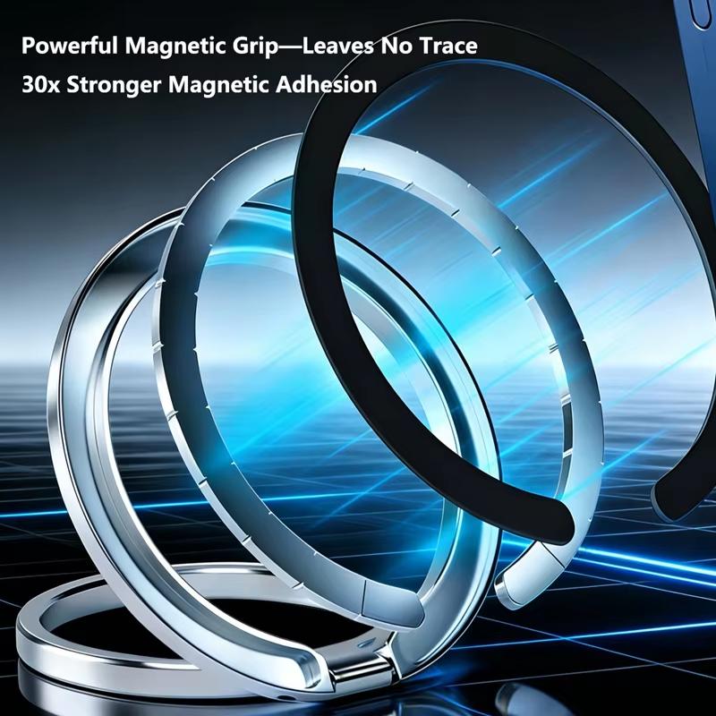 Foldable Metal Magnetic Phone Finger Ring Grip 360° Rotatable Stand Mount Strong Adhesive for Travel Phone Anti-Lost Use