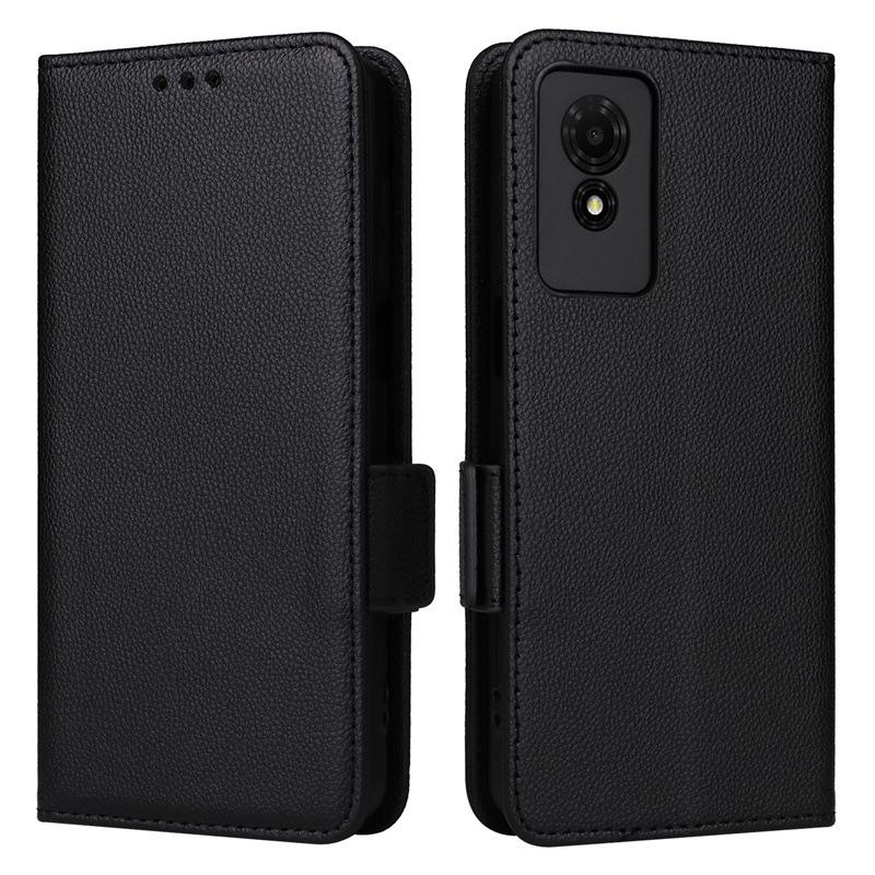 TCL 501 4G Leather Phone Case with Card Slot, Stand, and Lanyard.