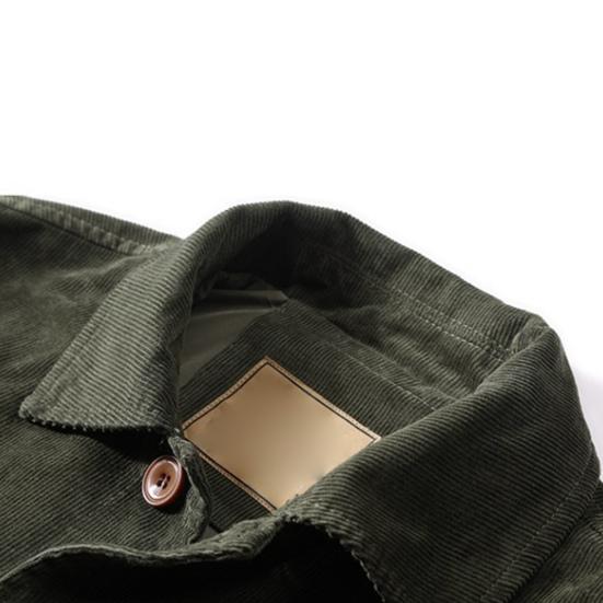 Bomberjakke Ensfarget Arbeidsklærstil Løs Nedbrettskrage Streetwear Vår Høst Menn Kordfløyel Overbekledning Cargo Kåpe for Daglig Bruk