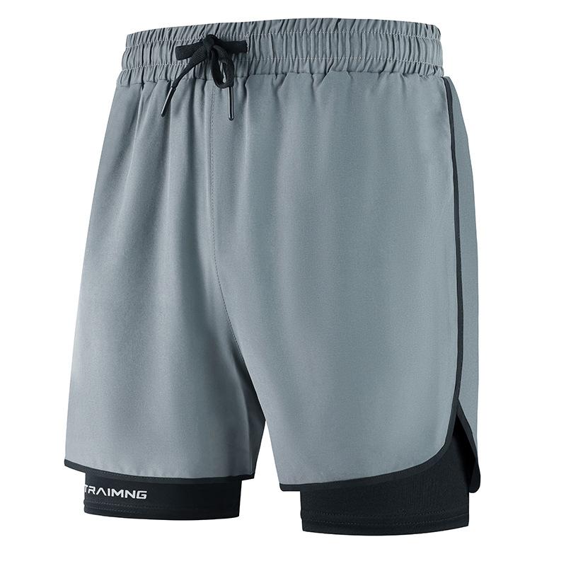 

Fake Two Piece Sports Shorts, Summer Ice Silk Pants, European Size Quick Drying Breathable Thin Three Quarter Pants XXL світло-сірий колір