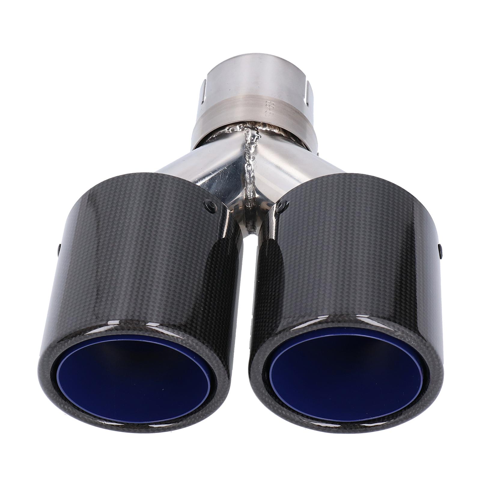 

Carbon Fiber Dual Exhaust Tip Glossy Y Shape Tail Pipe with Clamp Stainless Steel