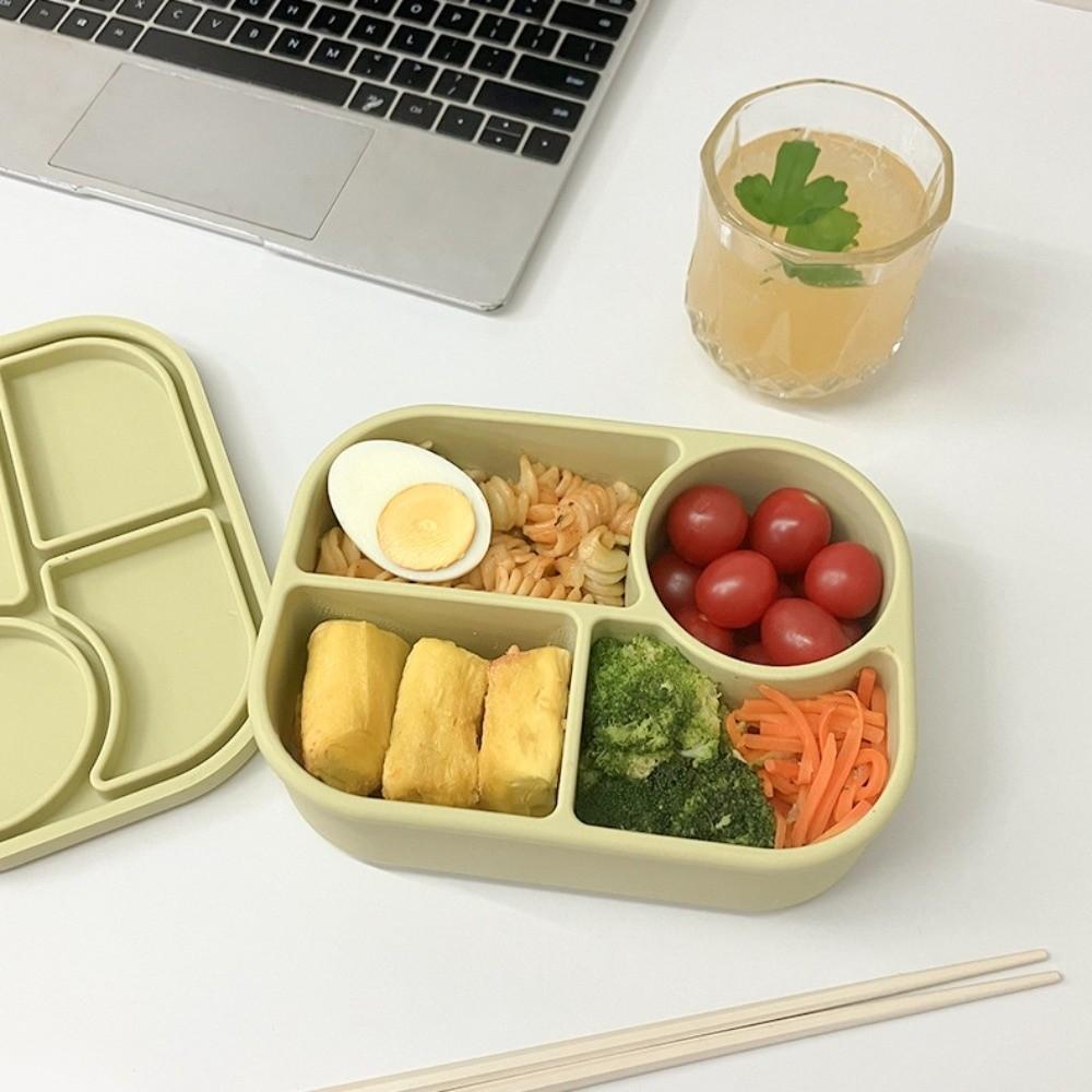 4 Fächer Mikrowellengeeignete Silikon-Lunchbox 750ml Lebensmittelaufbewahrungsbehälter Unterteilte Lunchbox Picknick