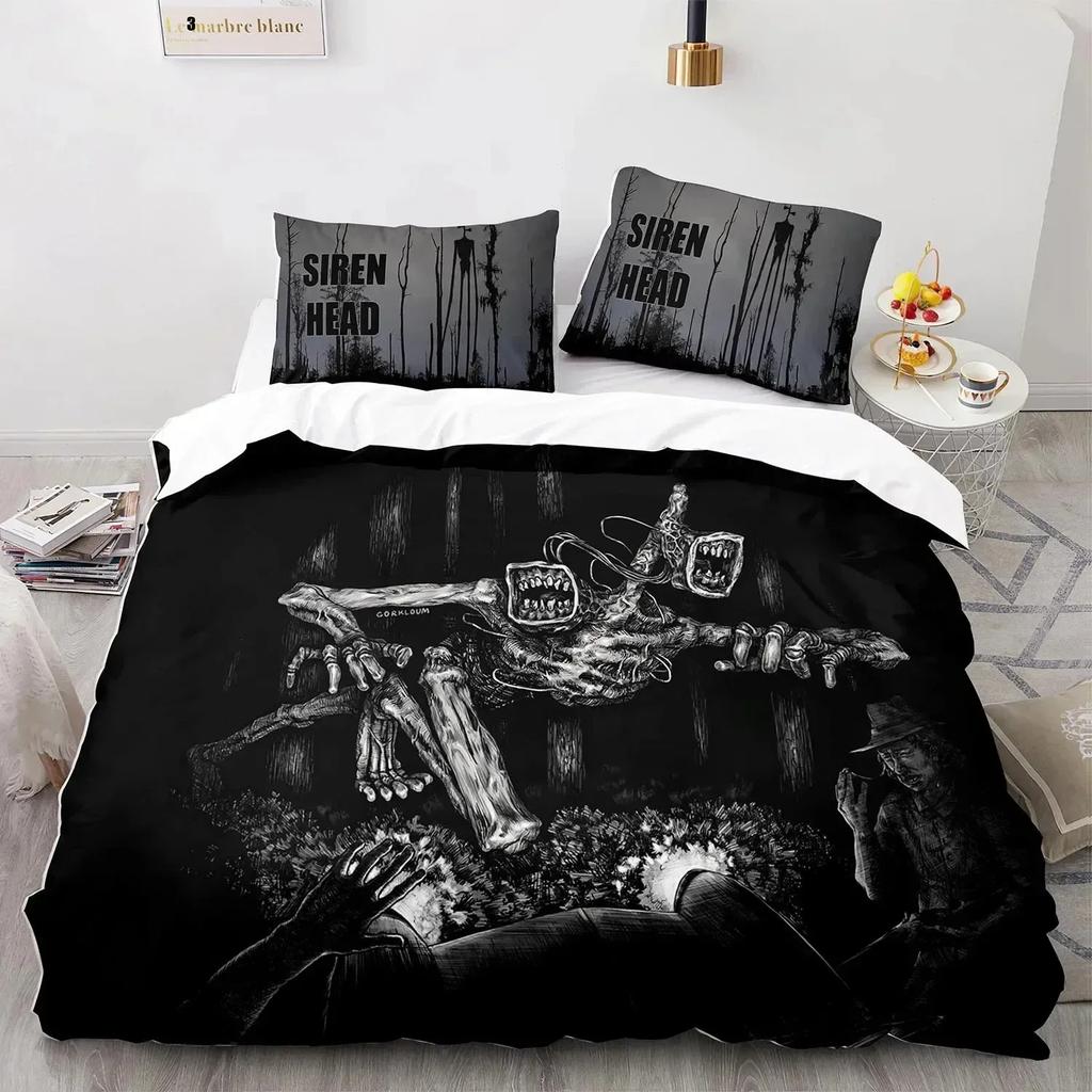 3D Print Siren Head Bedding Set Duvet Cover Sheet Printed Bed Set Pillowcase Bed Full Queen King Size Comforter Bedroom
