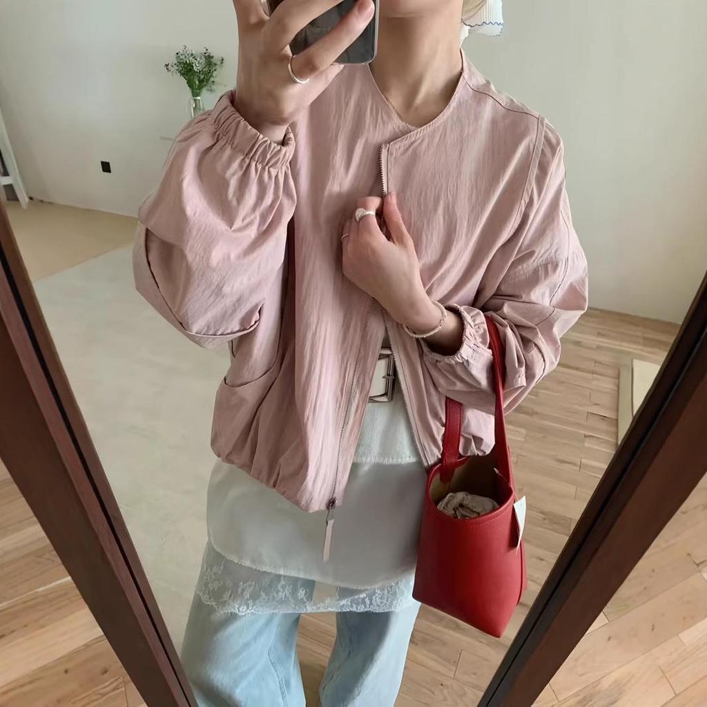Petite Women's Loose Fit Round Neck Baseball Jacket - 2025 Spring/Autumn Collection