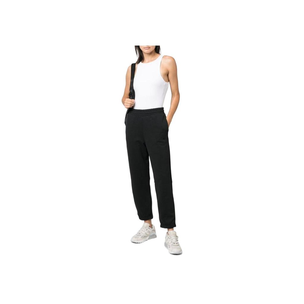 Adidas Originals Adicolor Contempo Solid Logo Embroidered Elastic Waist Straight Leg Knit Sports Pants Women Bottoms Black HM1790