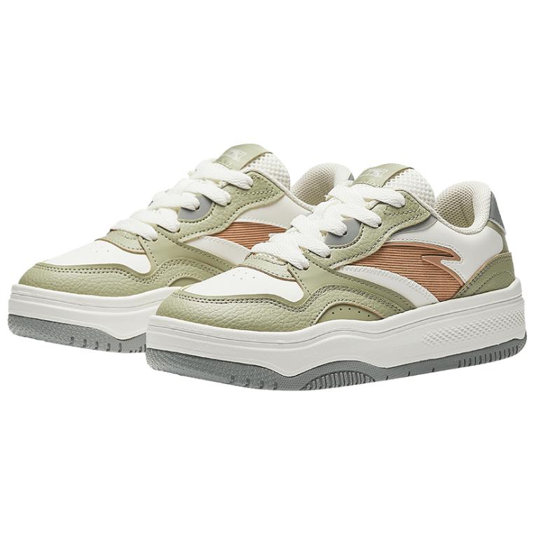 Anta Street Fun 2 Trendy Casual Non-Slip Wear-Resistant Height-Increasing Low-Top Skate Shoes Women Sneaker White Green 922518077-8