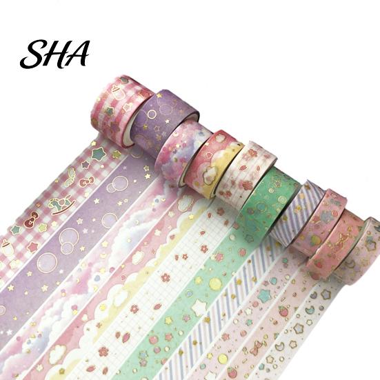 Repositionable Tape 10 Rolls Metallic Foil Washi Tape, Decorative Masking Tapes for Junk DIY Craft Journal Supplies, Arts, Crafts, Planners,
