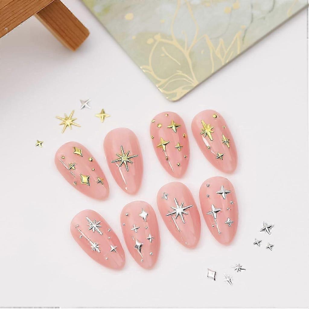 200Pcs Star Nail Charms for Nails Art 3D Star Nail Charms Metal