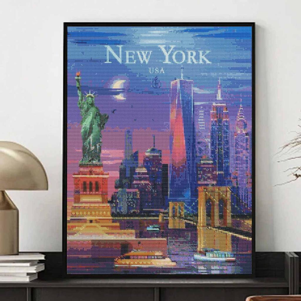 Diamond Painting Kit for Adults DIY New York Sparkling Art Canvas for Relaxing Craft Home Wall Decor and Creative Handmade Gift Idea