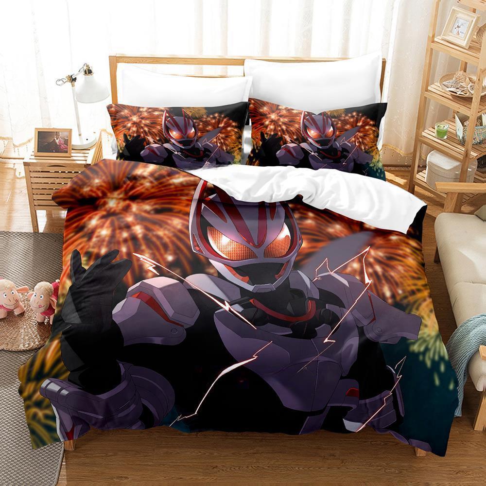 Kamen Rider Geats Bettwäsche-Set, Einzelbett, Doppelbett, Queensize-Bett, Kingsize-Bett, Schlafzimmer für Erwachsene und Kinder, Bettbezug-Set, 3D-Anime-Bettlaken-Set