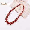 2 Pcs/Set Women Necklace Set Faux Coral Stackable Bohemian Rice Bead Adjustable Length Smooth Lady Vacation Beach Neck Jewelry