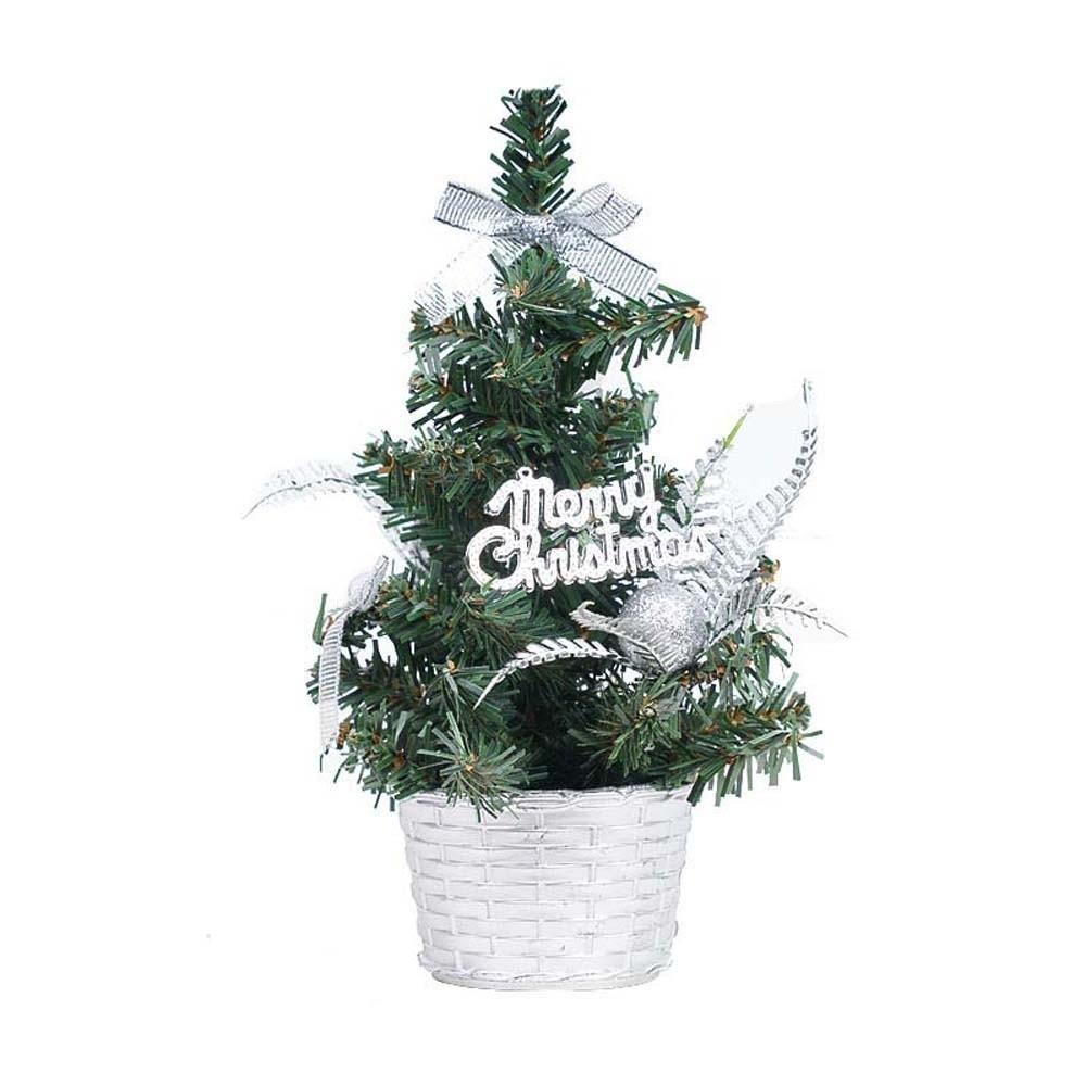 Three Sizes Mini Christmas Tree Pine Needles Golden Silver Red Desktop Xmas Ornament Pre Decorated Lightweight PVC