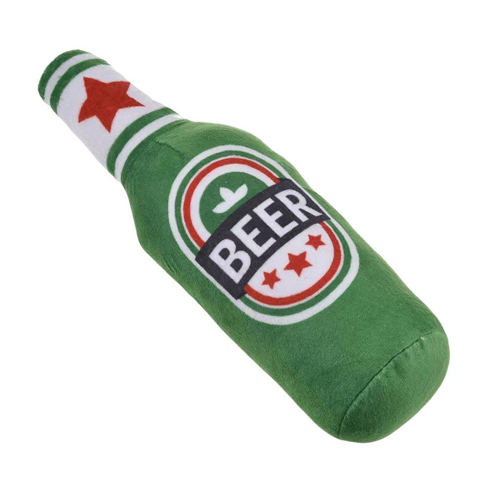 Beer Bottle Squeaky Dog Toy Wine Bottle Plush Dog Toy Interactive Squeaky Dog Chew Toy Soft Beer Bottle Shape Toy Pet Supplies