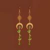 Fashionable Asymmetrical Crystal Tassel Dangle Earrings with Moonstone