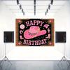 2D Disco Cowgirl Backdrop "Happy Birthday" Western Themed Photo Booth Background