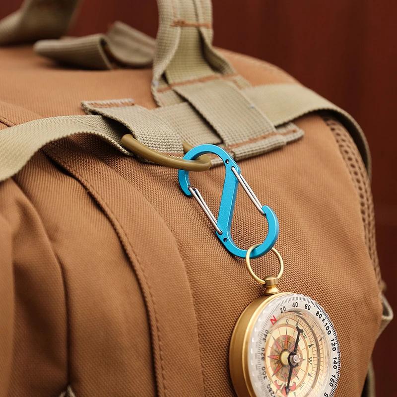 5Pcs Stainless Steel S Type Carabiner with Lock Mini Keychain Hook Anti-Theft Outdoor Camping Backpack Buckle Key-Lock Tool