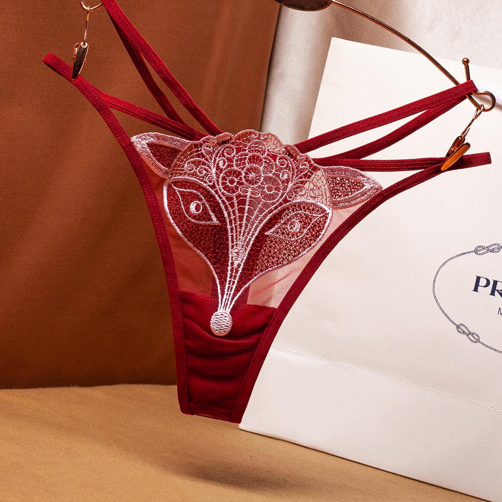 Erotic Panties Women Sexy Embroidery Thongs Transparent Hollow Girls Underwear Bikini Cute G-Strings