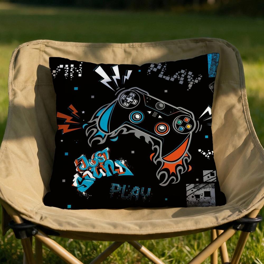 Colorful Graffiti Gamepad Cushion Cover Soft Reversible  Durable Pillow Cover  MultiScene Use for Home  Car Daily Comfort