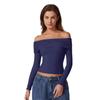 European & American Women's Strapless Double-Layer Long-Sleeve Pullover Top - 2024 Trendy Off-Shoulder Style
