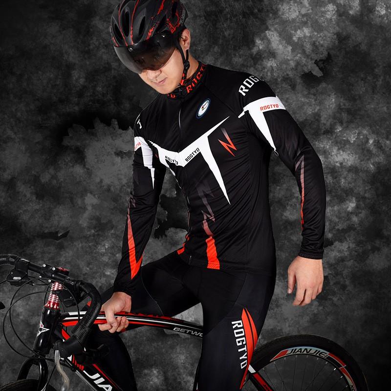 Mens Long Sleeve Cycling Jersey Shorts Set Quick Dry Breathable Mountain Road Bike Apparel