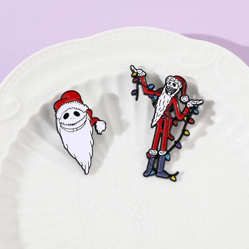 Personalized Creative Cartoon Led Christmas Santa Claus Brooch Decorative And Functional Alloy Accessory