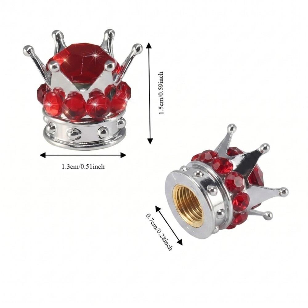 4PCS Chrome Crown Vehicle Car Tire Caps Covers Crown Diamond Valve Stem Covers  Auto Detailing