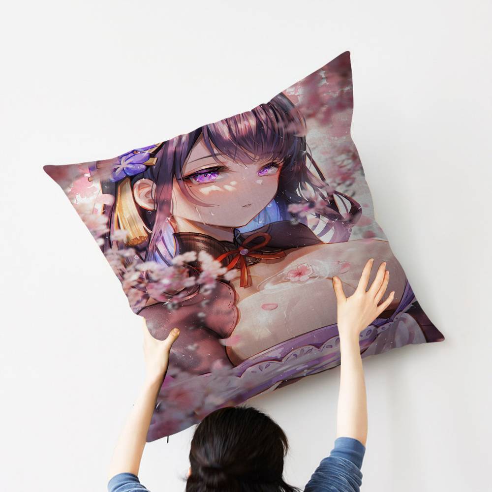 G-Genshin Impact Raiden Shogun Stitch Lucky Dragon Pillow Cover Sofa Cushion Cover Home Room Decoration Children Gift