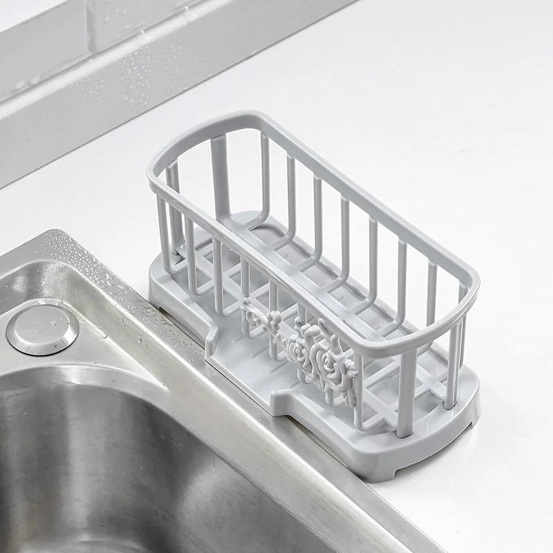 Rejilla de drenaje para fregadero de cocina, cesta de almacenamiento, soporte para esponja, paño de cocina, dispensador de jabón de baño extraíble, estante organizador