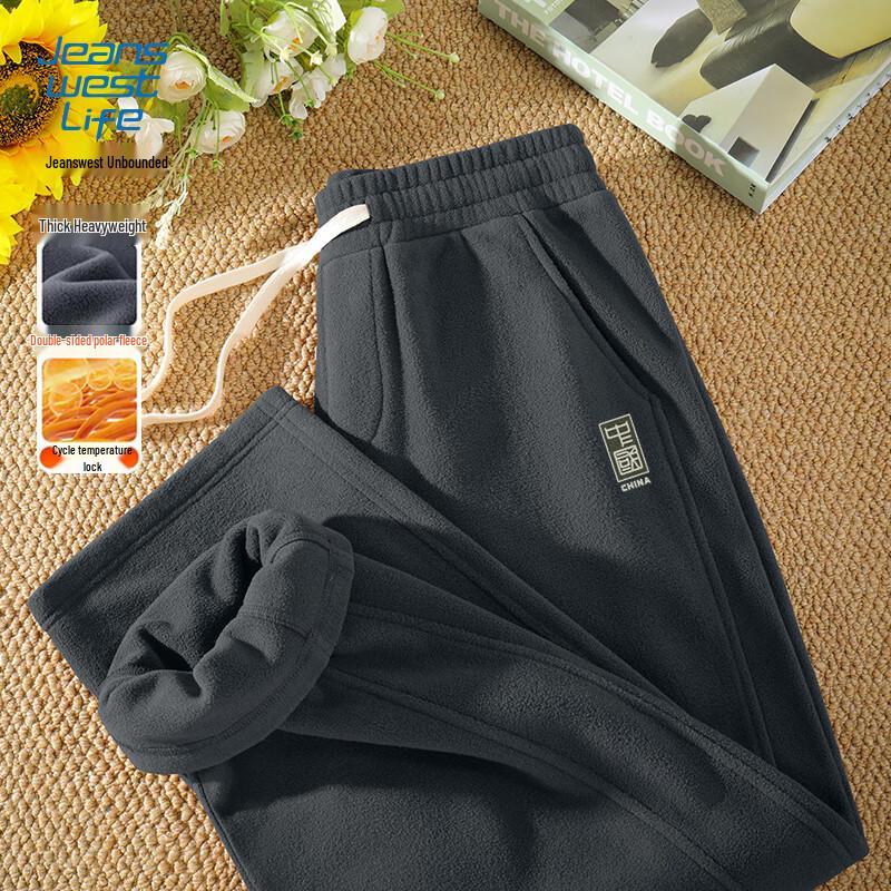 JEANSWEST LIFE Мужские теплые двусторонние флисовые повседневные брюки прямого кроя XL