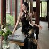 New Chinese Retro Improved Cheongsam Dress Feminine Temperament Light and Ripe Hip-wrapped Skirt Long Dress