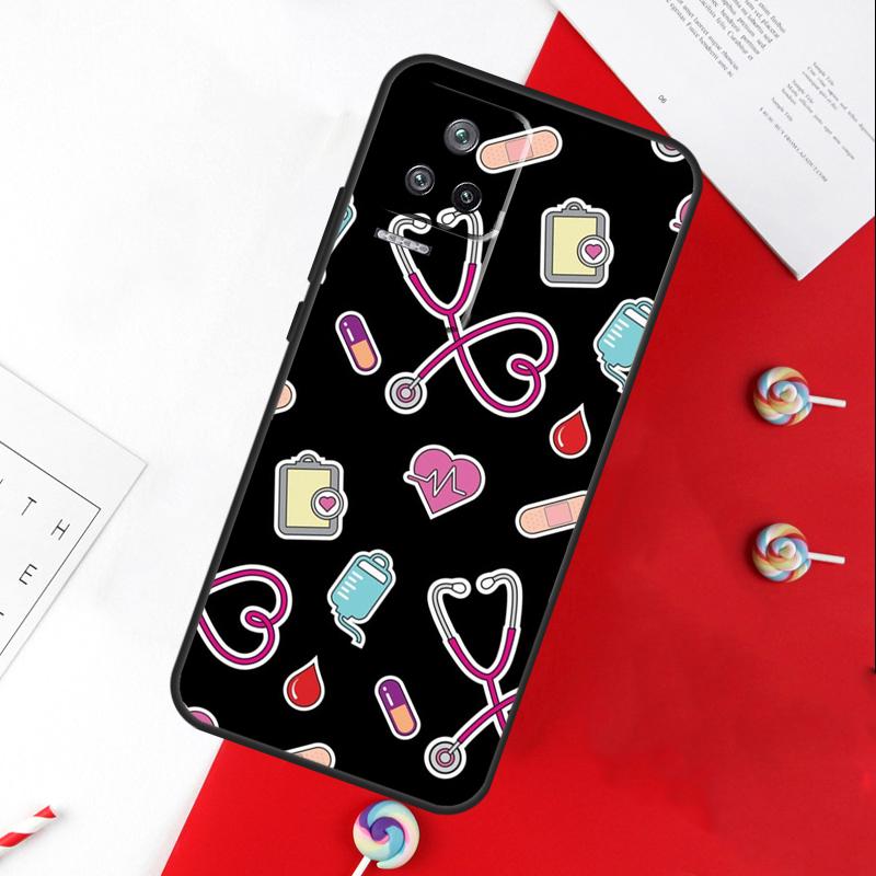 Stethoscope Heart Nursing Nurse Cover For Xiaomi 11T 12T 13T 14T Pro 13 14 15 Ultra POCO X7 Pro X3 X5 X6 F5 F6 M6 Pro Case