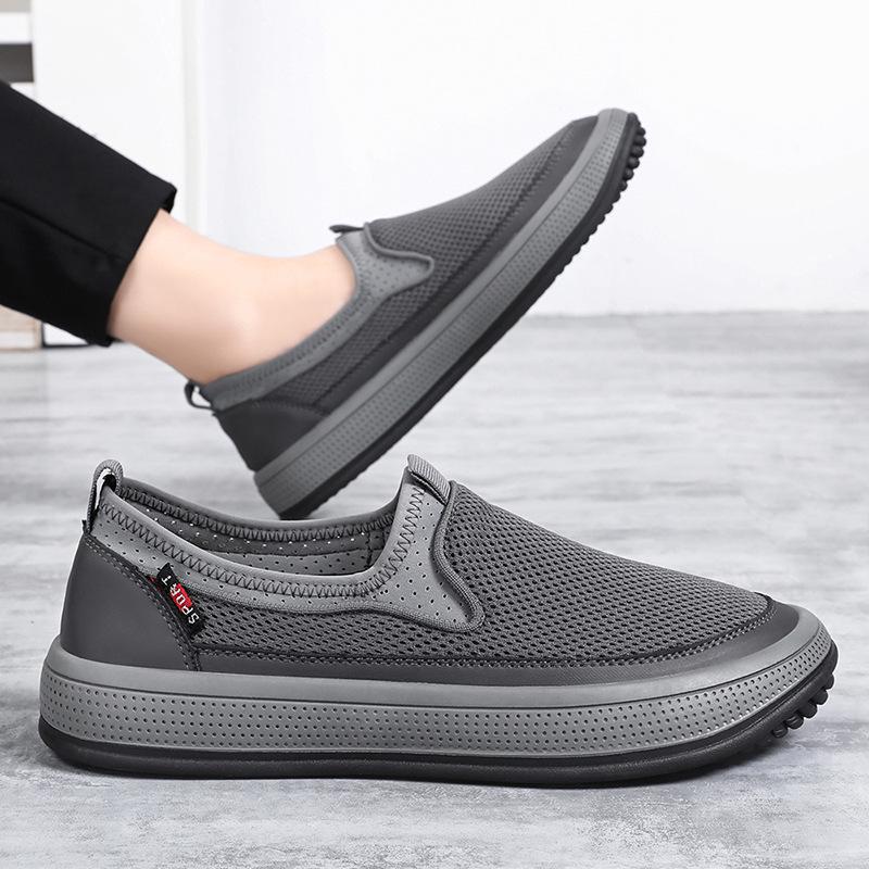 Men's Summer Slip-On Breathable Mesh Shoes - Old Beijing Cloth, Odor-Free, Casual Style
