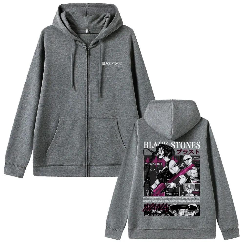 Anime Oosaki Nana Dragkedjehoodie Vintage Grunge Black Stones Jacka med dragkedja Höst Vinter Män Kvinnor Manga Casual Dragkedjetröja