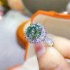 Audrey Style 3-Carat Green Moissanite Ring with Certificate - European and American Fashion.
